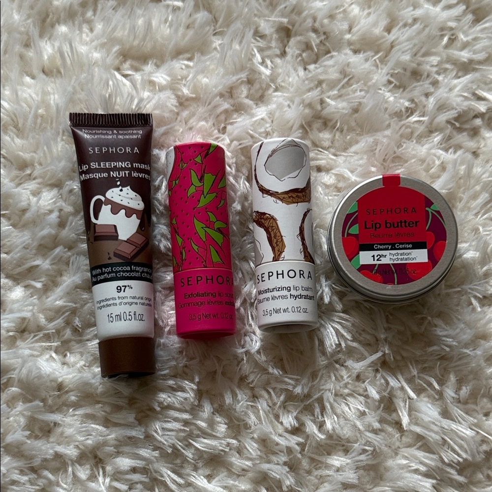 Sephora Lip Care Set - Brown, Pink, White